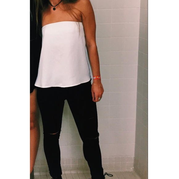 Tobi Better Than Expected White Neoprene Tube Top - Picture 1 of 4